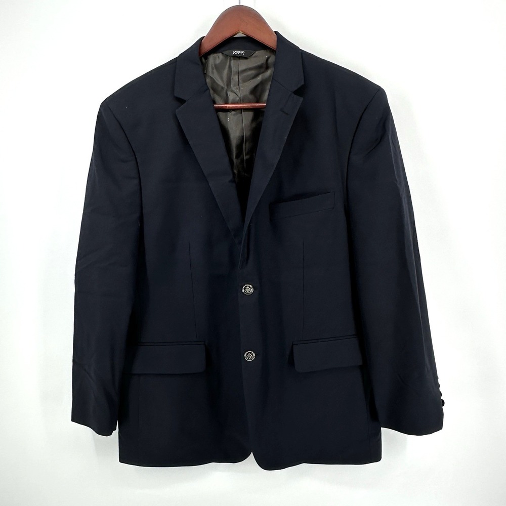 Angelo Rossi Sport Coat Blazer Microtech Performance Stretch Navy Blue 44s